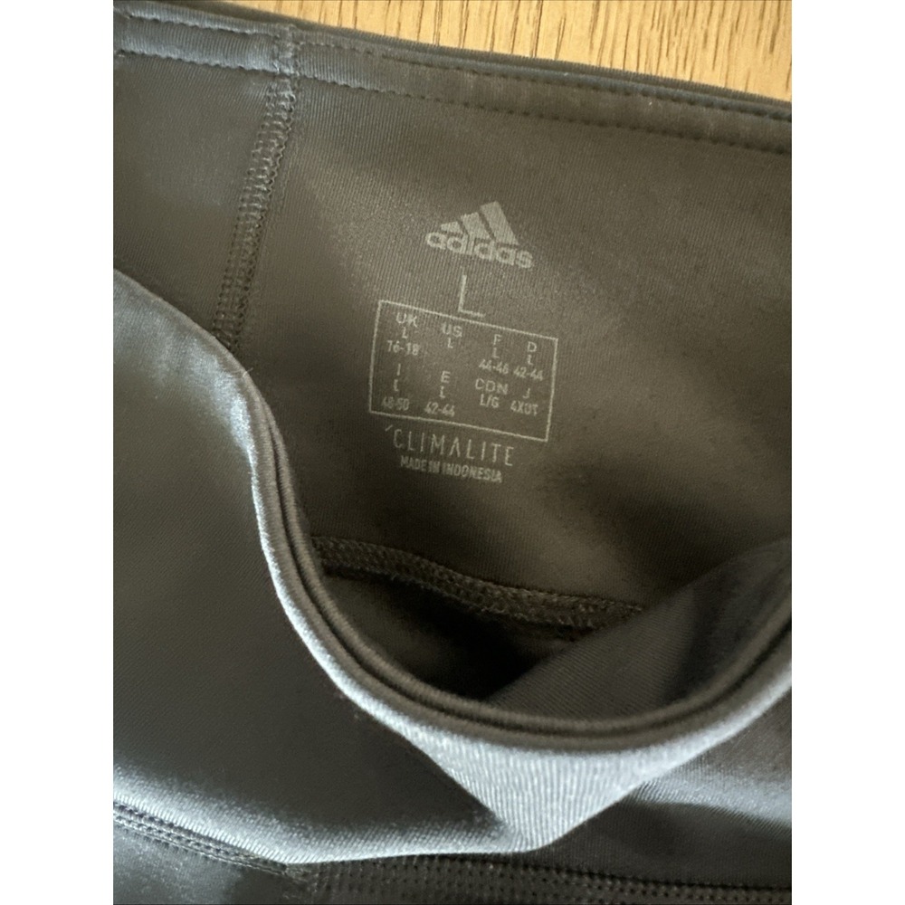 Adidas Womens Climalite High Rise 3-Stripe Leggings Gray CZ7646 Size large A11 - Picture 2 of 4